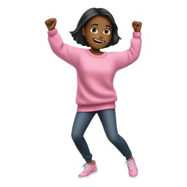 Girl in pink sweater dancing sticker