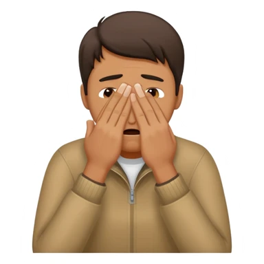 Generate me a dude covering his face with one hand on annoyance while he's crying sticker
