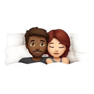 Burgundy haired girl and brunette boyfriend cuddling in bed sticker