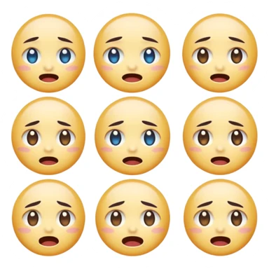 Create anime-inspired emoji faces in a soft Genshin Impact–style.
Expressive glossy eyes, smooth clean linework.
Moods: happy, shocked, crying, angry, smug, excited.
Pastel colors with soft glow.
Clear at small sizes, transparent background. sticker