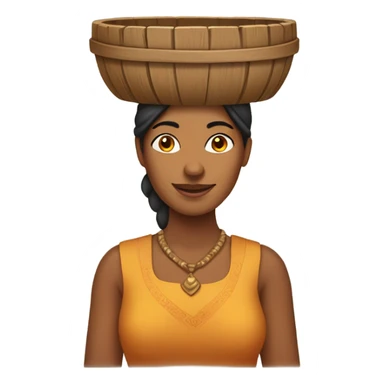 Indian woman wearing a wooden bucket on her head sticker