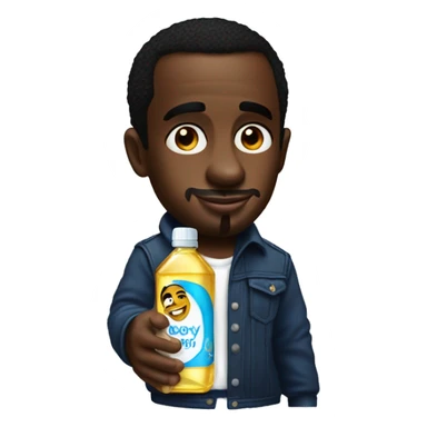 P Diddy with a bottle of baby oil in his right hand sticker