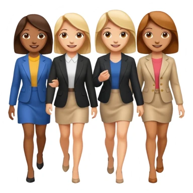 6 women interviewee walking in front of the interviewer sticker