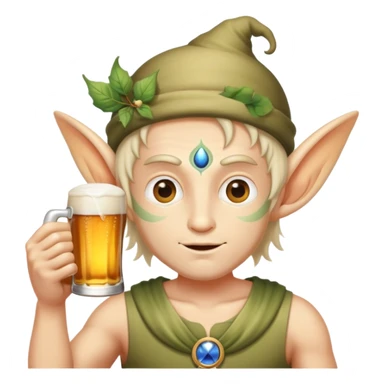 Fairy guy drinking beer with third eye sticker