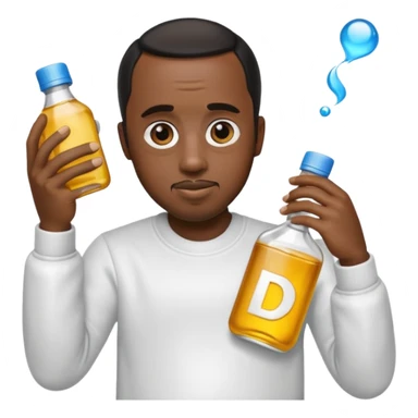 Diddy holding baby oil at a party sticker