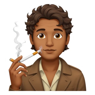 Indian brown guy with side fade wavy hair style, smoking cigarette sticker