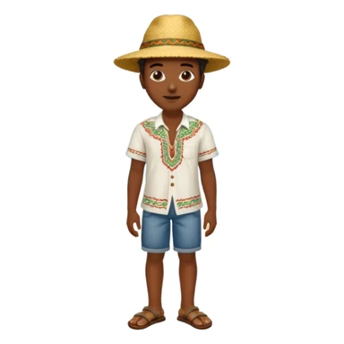 Gars Créole réunionnais ti jean chapeau paille tong au pieds  sticker