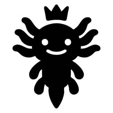 axolotl with a crown, solid black icon sticker