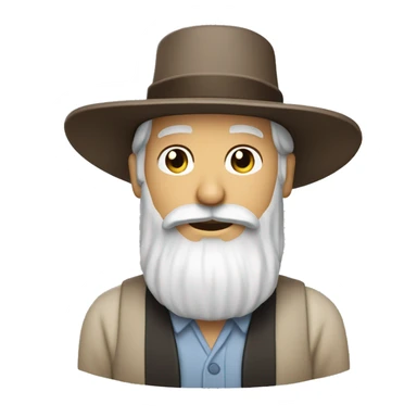 Amish man white with brown straw hat building a building with beard without a mustache sticker