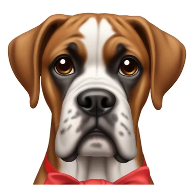 Boxer dog with a red bow on her neck and no bow on her head sticker