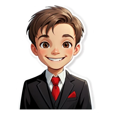 smiling boy in formal attire sticker