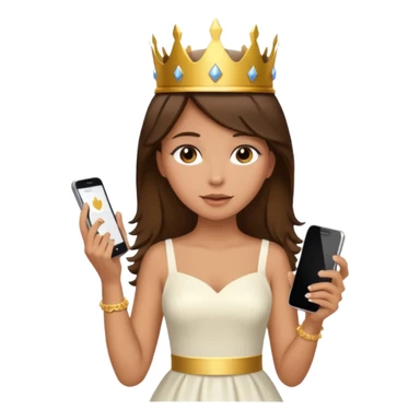 Tan girl brunette hair with a crown on holding phone sticker