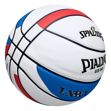 minimalist blue Spalding basketball with simple NBA logo, few colorful lines, clean design sticker