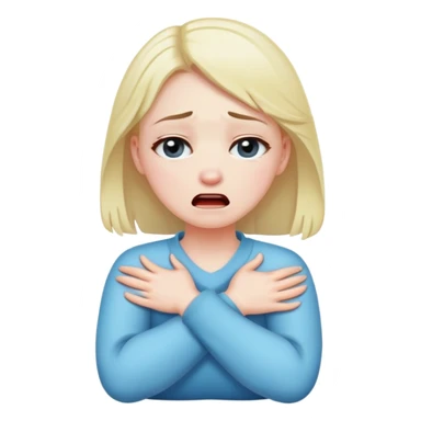 Arms crossed holding neck crying girl sticker