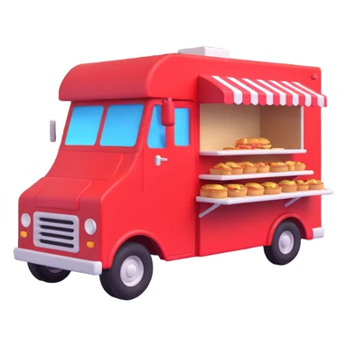 generate me a 3D red truck shaorma food truck  sticker