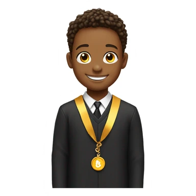 smiling boy with necklace indoors in graduation outfit sticker