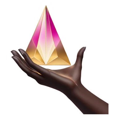 Minimalist hand outline cradling a prism refracting light into product scenes, warm off-white (#F5F5F5) background with gold (#FFD700) to magenta (#FF00FF) gradients, soft charcoal (#333333) shadows, subtle motion lines around the prism, alchemy-meets-ecommerce vibe --style abstract --no realistic hands, 3D effects, shopping carts sticker