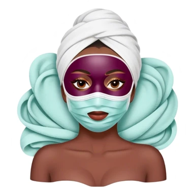 Lady with face mask spa beauty full face relaxing Burgundy sticker