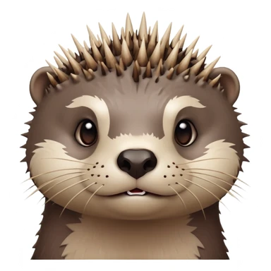 really cute confused otter face with wooden thorny bramble stem wrapped around its forehead, spiky asymmetric thorns, no leaves, only face and neck visible sticker