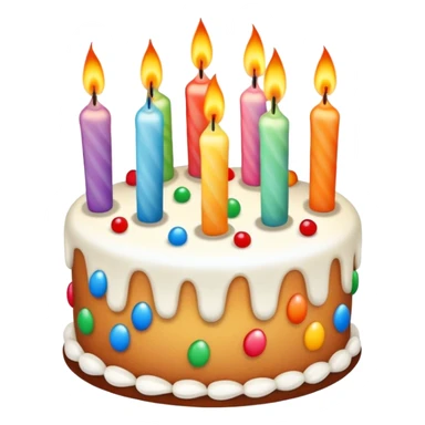 Birthday cake with candles and celebration sticker