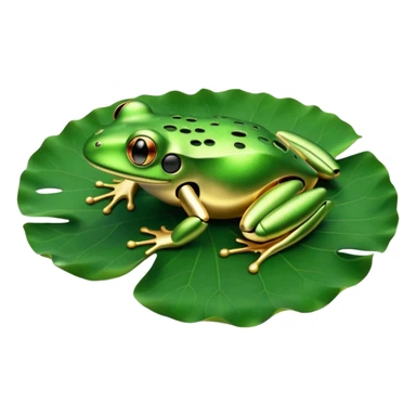robot frog on lotus leaf sticker
