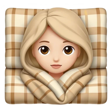 Beige clean girl folded plaid blanket  sticker