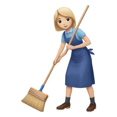 Person sweeping the floor with a broom sticker