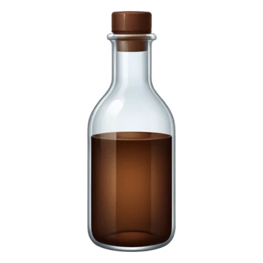 dark brown liquid bottle, minimal, simple, clear sticker