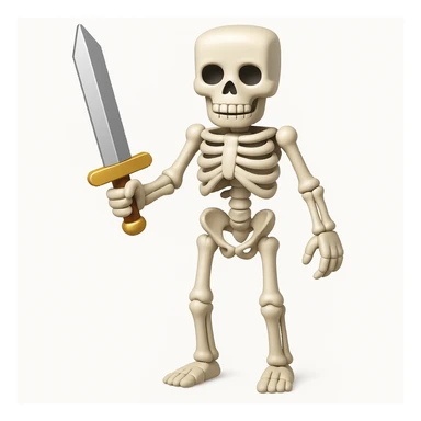Make the Minecraft skeleton hold a sword in the apple style emoji sticker