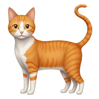 full body orange domestic shorthair slim cat with yellow/orange eyes with a white triangle on his nose sticker
