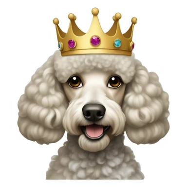 Poodle wearing a crown sticker