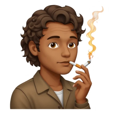 Indian brown guy with side fade wavy hair style, smoking cigarette sticker