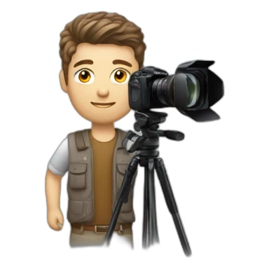 Male Photographer shaved Caucasian wavy hair brunette holding camera sticker