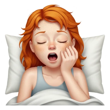 Ginger girl trying to wake up in early morning sticker
