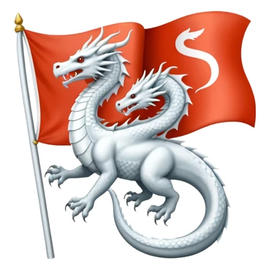 Create a flag with a red background and a white dragon like the red dragon of the welsh flag, but instead of back legs it has just a tail. This is the flag of the Anglo-Saxons sticker