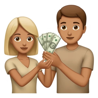 person giving money to another person sticker