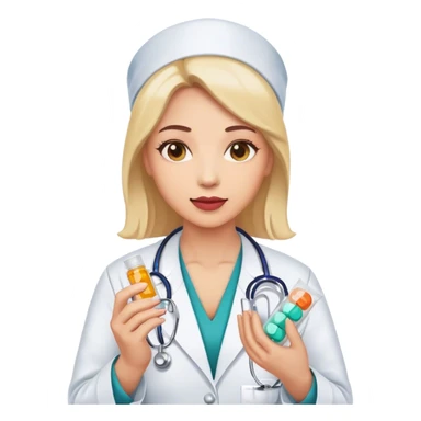 woman doctor holding condom and pills sticker