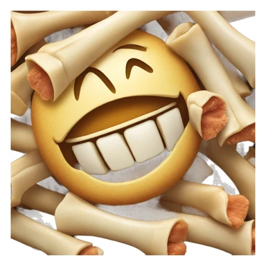 Smile face with mouth full of chicken bones sticker