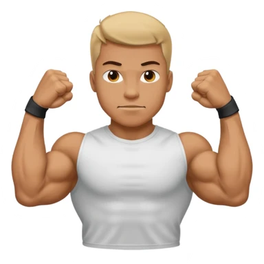 A person showing off their big muscles with their sleeve shirt as they wear a t shirt sticker