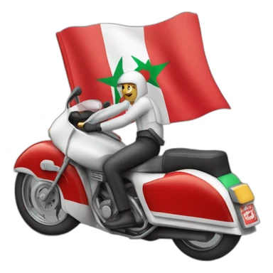 quelqu'un sur une moto avec le drapeau du Maroc derrière sticker
