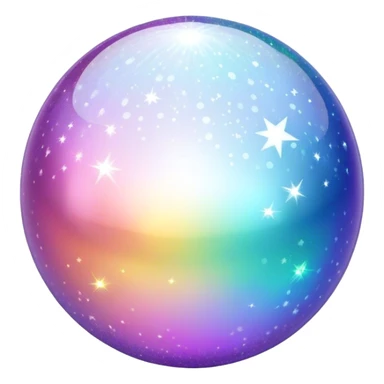  White sparkly glittery iridescent colorful transparent ball sphere orb sticker