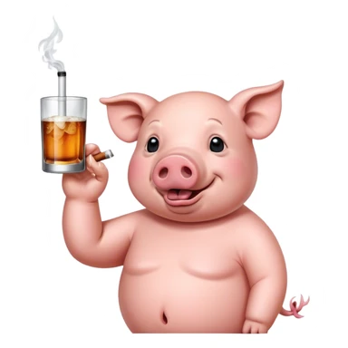 Pig heavily drinking so many alcoholic drinks while smoking cigs on a pole    sticker
