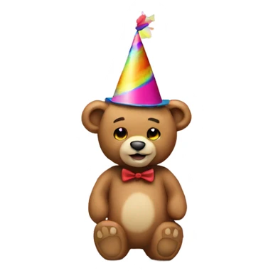 Teddy bear wearing a party hat and blower sticker