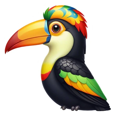 Cinematic Noble Toucan Portrait Emoji, Poised and regal, with a vibrant, striking beak and a sleek, colorful body adorned with bold patterns and keen, observant eyes, Simplified yet sharp and sophisticated features, highly detailed, glowing with a soft, tropical radiance, high shine, intelligent and majestic, stylized with an air of exotic elegance, focused and alert, soft glowing outline, capturing the essence of a watchful and confident avian guardian that appears ready to take flight out of the screen with effortless authority! sticker