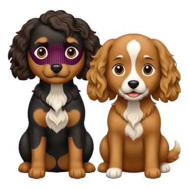 two dogs with wavy hair, one black and one brown sticker