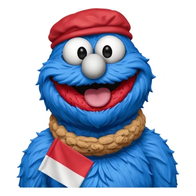 cookie monster bust, with french flag, only one flag,  sticker