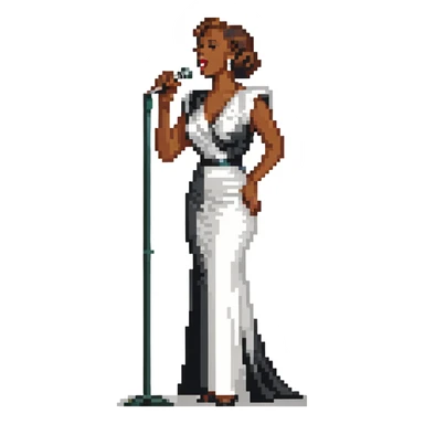 black jazz singer performing on stage, 1940s style sticker