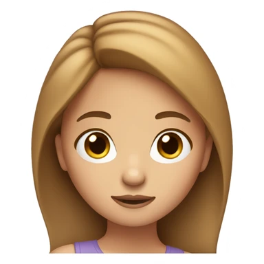 A memoji - girl with brown hairs, who hold her phone with a thoughtful face sticker