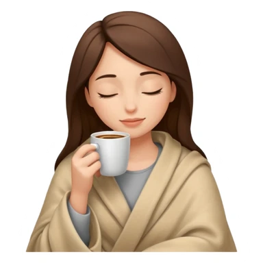Girl inside a blanket sipping coffee eyes closed sticker