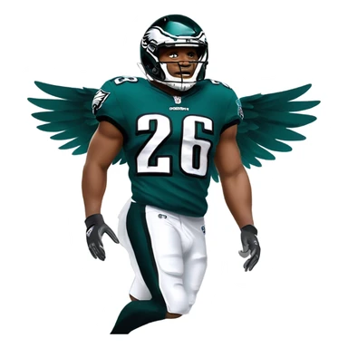Philadelphia Eagles running back Saquon Barkley number 26 with the eagle wings sticker